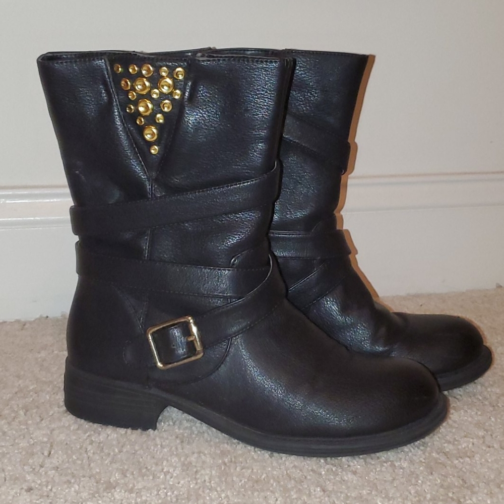 Black Combat Boots Just Fab
